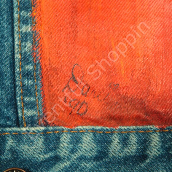 Vintage Levis Jacket Mens 42 M Blue Type 3 Denim Painted 1980s Made In Canada - Picture 6 of 14